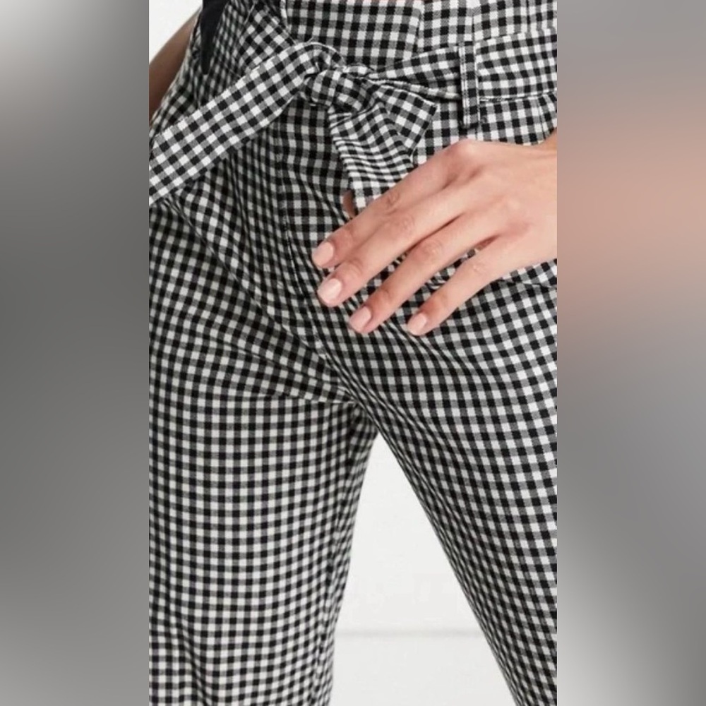 Joie Black & White Gingham High Rise Tie-Waist Cropped Pants – Size 8